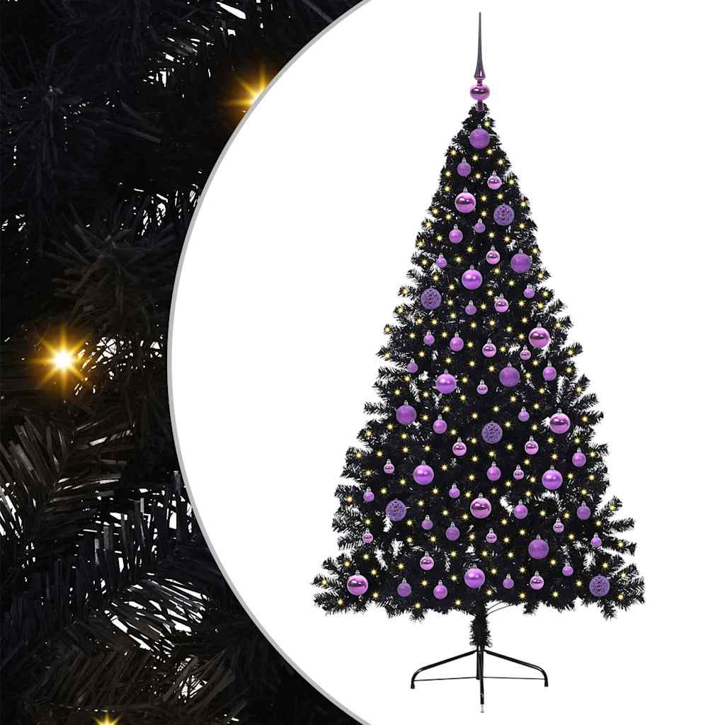 Vidaxl kunstmatig voorverlicht kerstboom met 300 led zwart 180 cm pvc