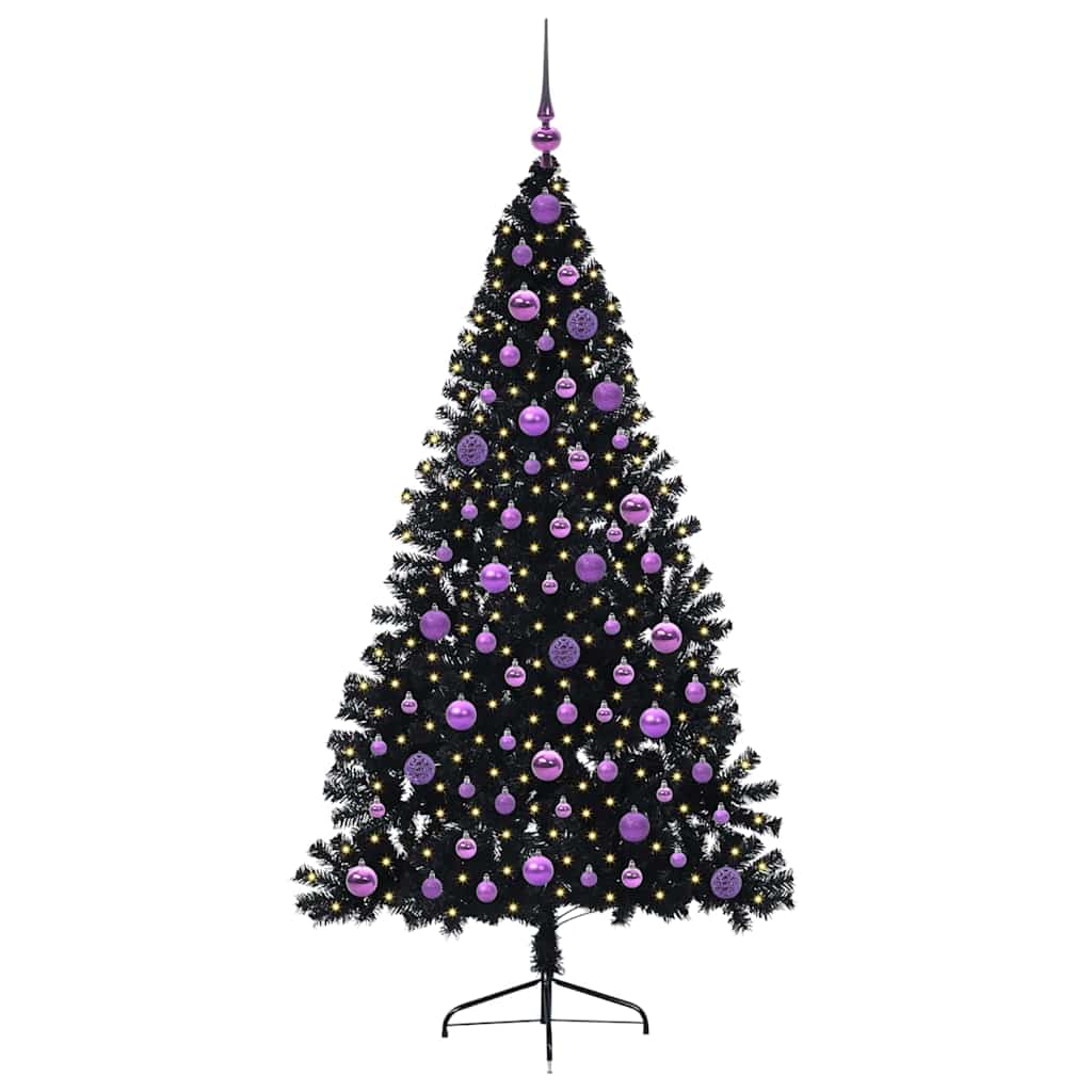Vidaxl kunstmatig voorverlicht kerstboom met 300 led zwart 180 cm pvc