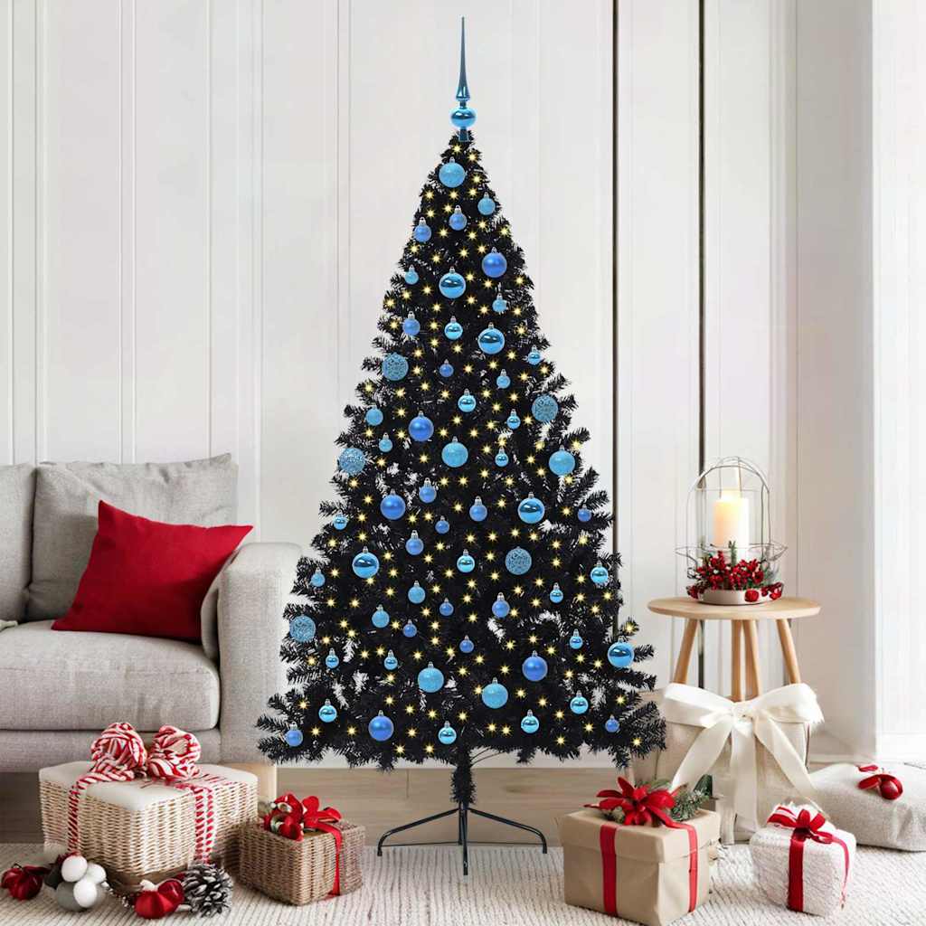 Vidaxl kunstmatig voorverlicht kerstboom met 300 led zwart 180 cm pvc