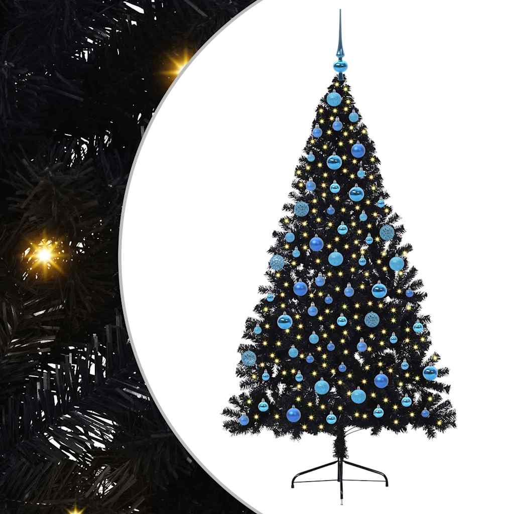 Vidaxl kunstmatig voorverlicht kerstboom met 300 led zwart 180 cm pvc
