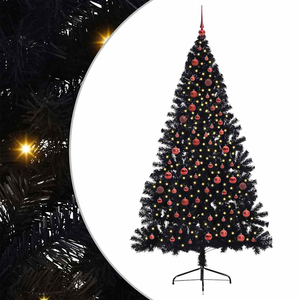 Vidaxl kunstmatig voorverlicht kerstboom met 300 led zwart 210 cm pvc