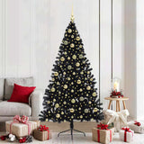 Vidaxl kunstmatig voorverlicht kerstboom zwart 210 cm pvc