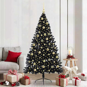 Vidaxl kunstmatig voorverlicht kerstboom zwart 210 cm pvc