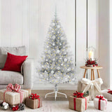 Vidaxl kunstmatig voorverlicht kerstboom zilver 150 cm pet