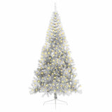 Vidaxl kunstmatig voorverlicht kerstboom met 300 led zilver 210 cm pet
