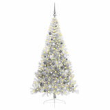 Vidaxl kunstmatig voorverlicht kerstboom met 300 led zilver 210 cm pet