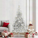 Vidaxl kunstmatig voorverlicht kerstboom met 300 led zilver 210 cm pet