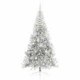 Vidaxl kunstmatig voorverlicht kerstboom met 300 led zilver 210 cm pet