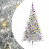 Vidaxl kunstmatig voorverlicht kerstboom met 300 led zilver 210 cm pet