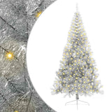 Vidaxl kunstmatig voorverlicht kerstboom met 300 led zilver 240 cm pet