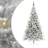 Vidaxl kunstmatig voorverlicht kerstboom met 300 led zilver 240 cm pet