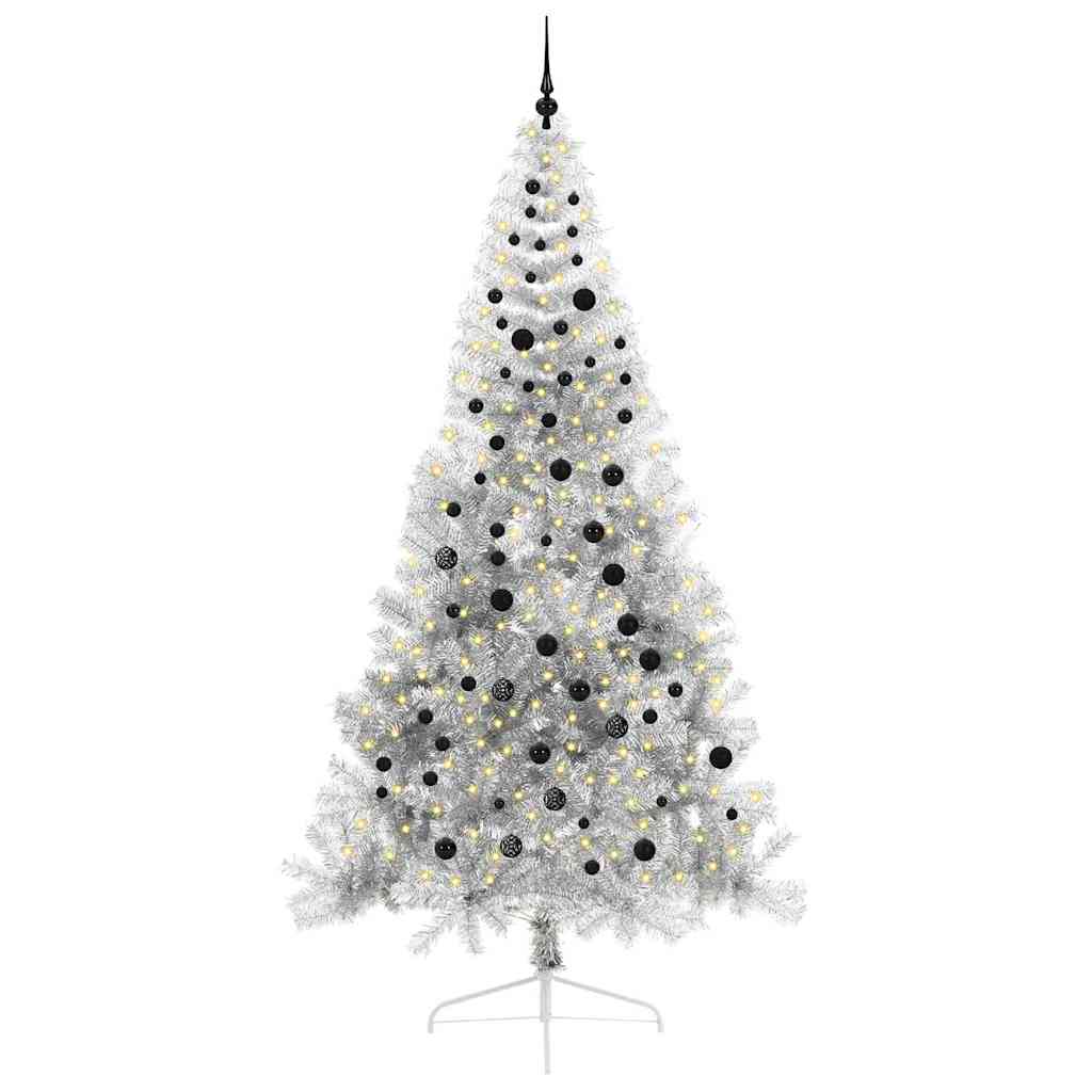 Vidaxl kunstmatig voorverlicht kerstboom met 300 led zilver 240 cm pet