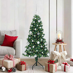 Vidaxl hoek kunstkerstboom met 150 led groen 150 cm pvc en metaal