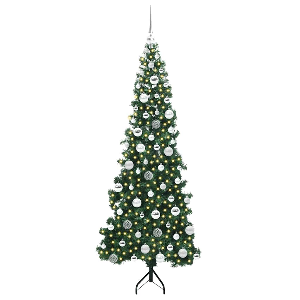 Vidaxl hoek kunstkerstboom met 300 led groen 180 cm pvc en metaal
