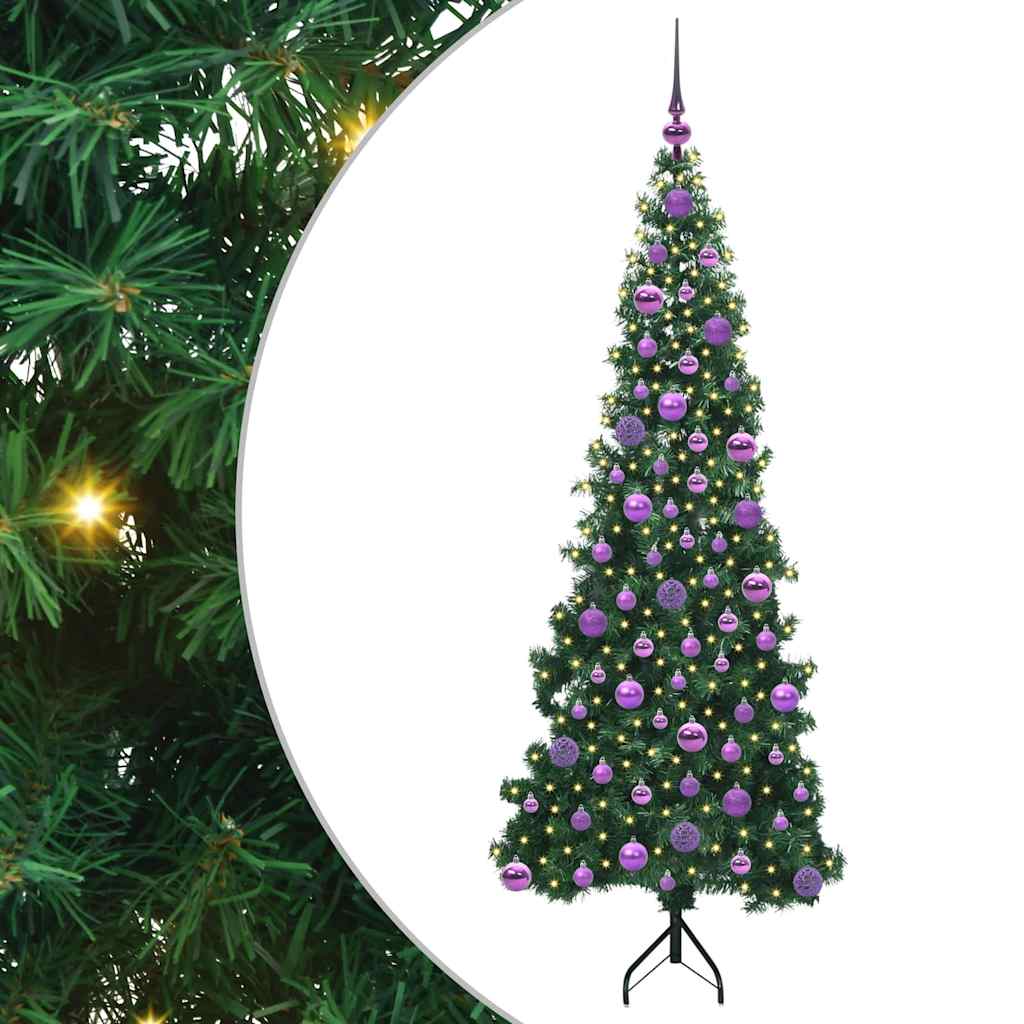 Vidaxl hoek kunstkerstboom met 300 led groen 180 cm pvc en metaal