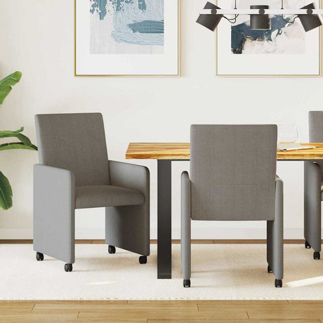 Vidaxl eetkamerstoelen met wieltjes 2 st katoenen stof lichtgrijs