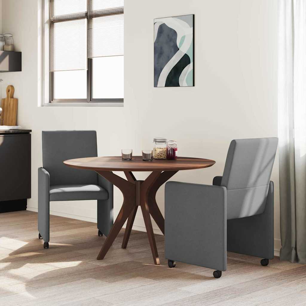 Vidaxl eetkamerstoelen met wieltjes 2 st stof donkergrijs