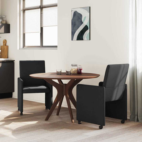 Vidaxl eetkamerstoelen met wieltjes 2 st stof zwart 57 x 66 x 94 cm