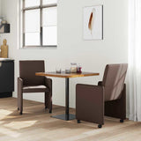 Vidaxl eetkamerstoelen met wieltjes 2 st kunstleer bruin