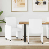 Vidaxl eetkamerstoelen met wieltjes 2 st kunstleer wit 57 x 66 x 94 cm