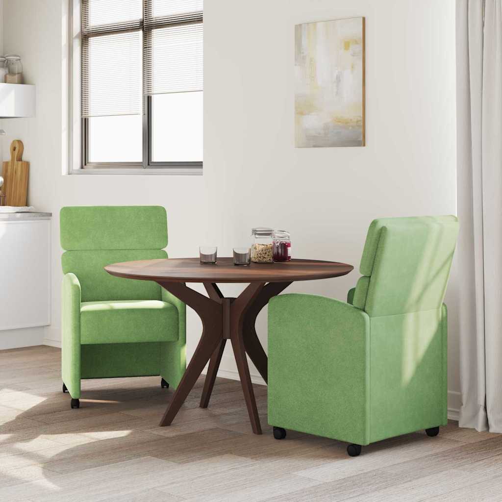 Vidaxl eetkamerstoelen met wieltjes 2 st fluweel lichtgroen