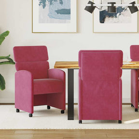 Vidaxl eetkamerstoelen met wieltjes 2 st fluweel wijnrood