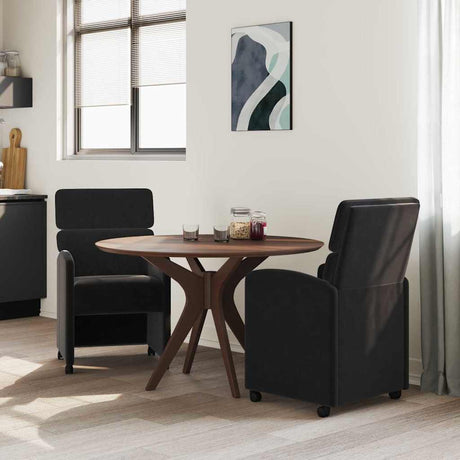 Vidaxl eetkamerstoelen met wieltjes 2 st fluweel zwart 58 x 65 x 98 cm