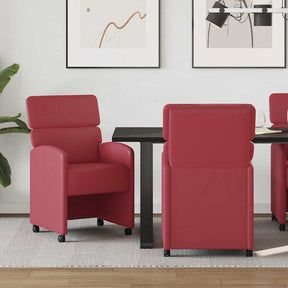 Vidaxl eetkamerstoelen met wieltjes 2 st kunstleer wijnrood