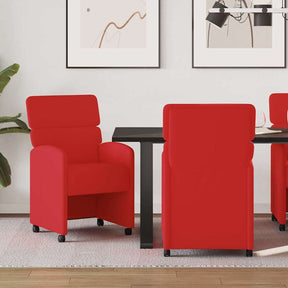 Vidaxl eetkamerstoelen met wieltjes 2 st kunstleer rood