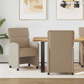 Vidaxl eetkamerstoelen met wieltjes 2 st kunstleer cappuccino
