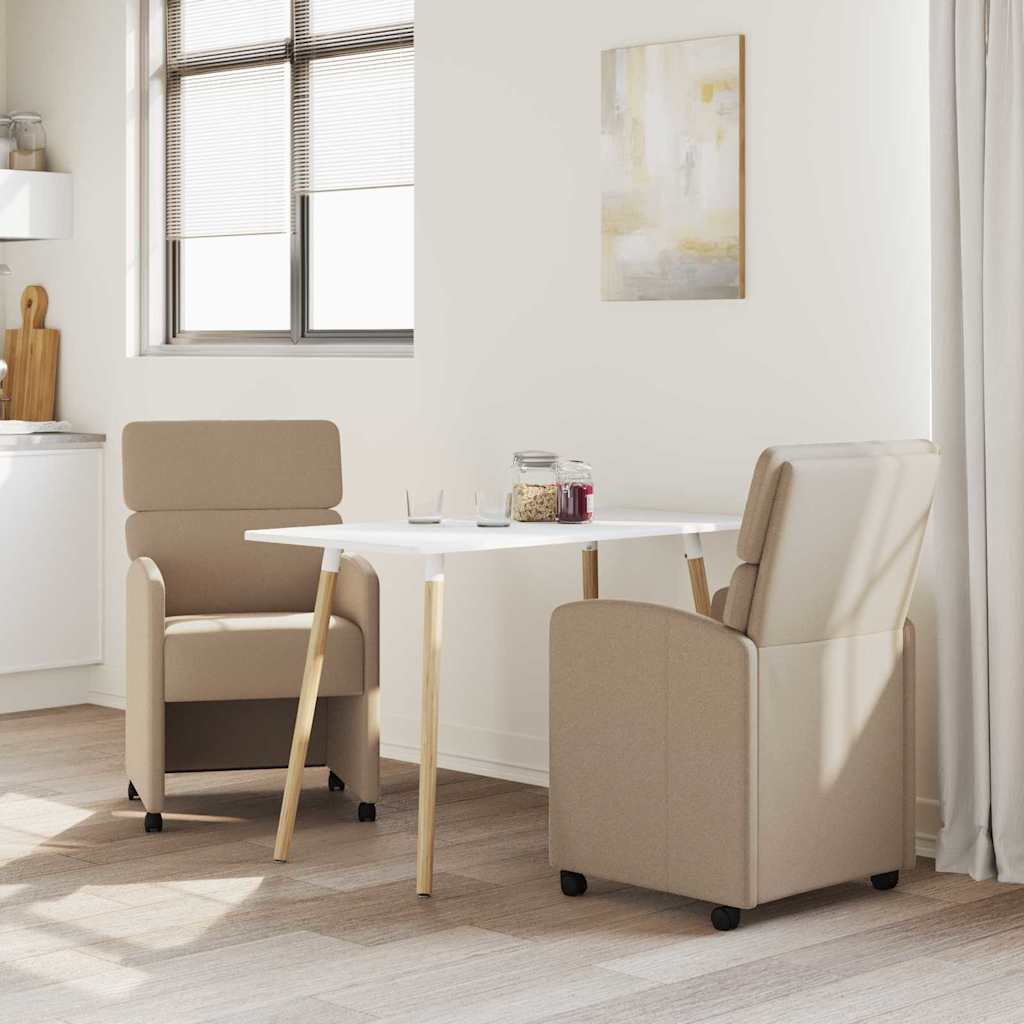 Vidaxl eetkamerstoelen met wieltjes 2 st kunstleer cappuccino