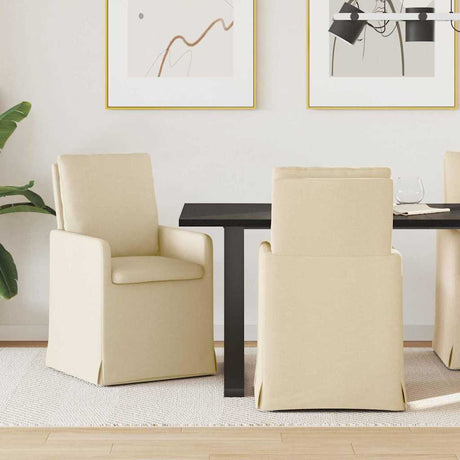 Vidaxl eettafelstoelen 2 st stof crème 57 x 67 x 98 cm