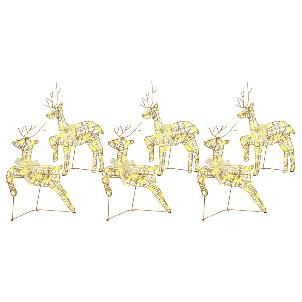 Vidaxl led rendieren met 180 led 6 pcs goud pet