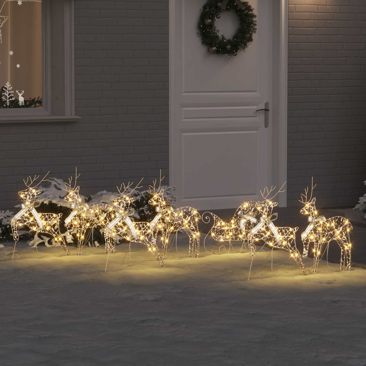 Vidaxl led rendieren met 40 led 7 pcs goud pet