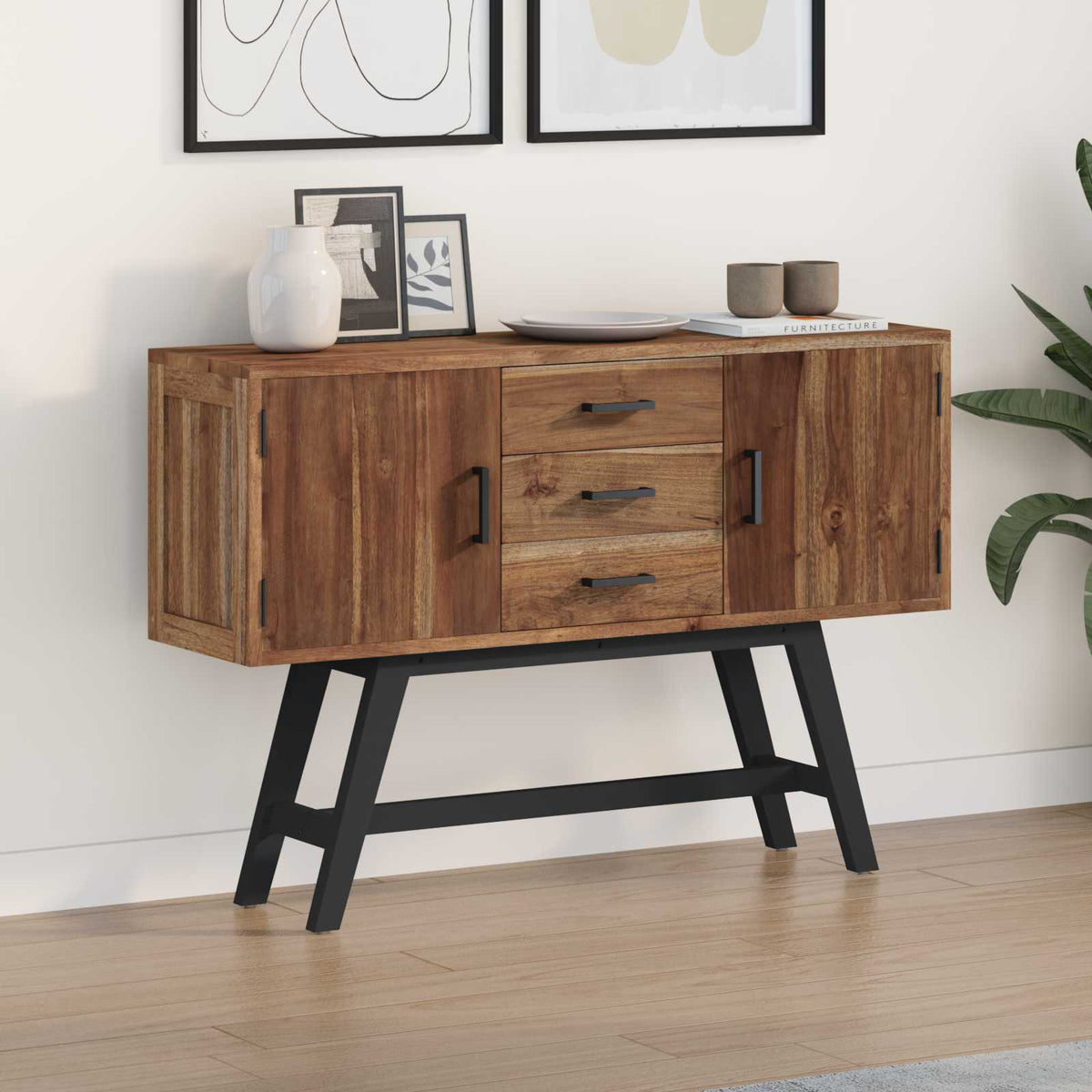 Vidaxl tv-standaard 110 x 30 x 75 cm naturel massief teakhout