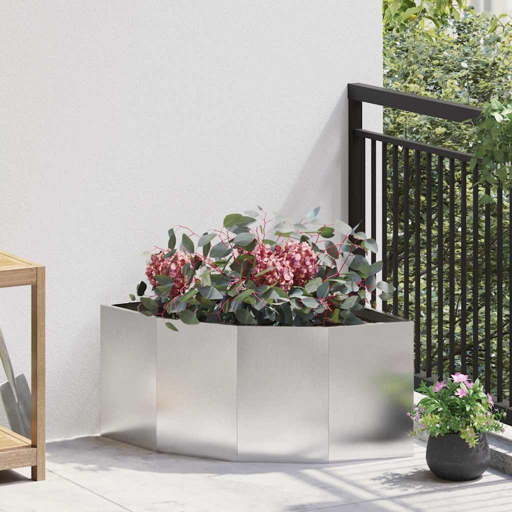 Vidaxl hoek plantbak zilver 60 x 60 x 35 cm roestvrij staal