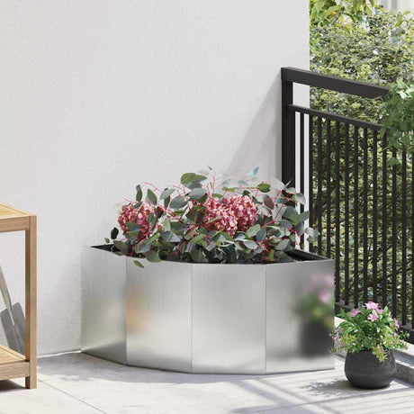 Vidaxl hoek plantbak zilver 60 x 60 x 35 cm verzinkt staal