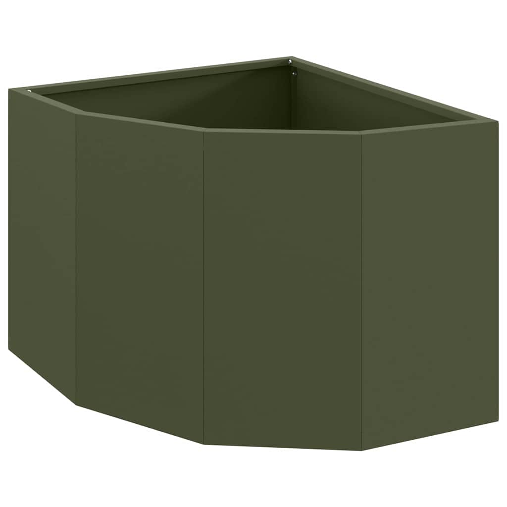 Vidaxl hoek plantbak olijfgroen 45 x 45 x 35 cm staal