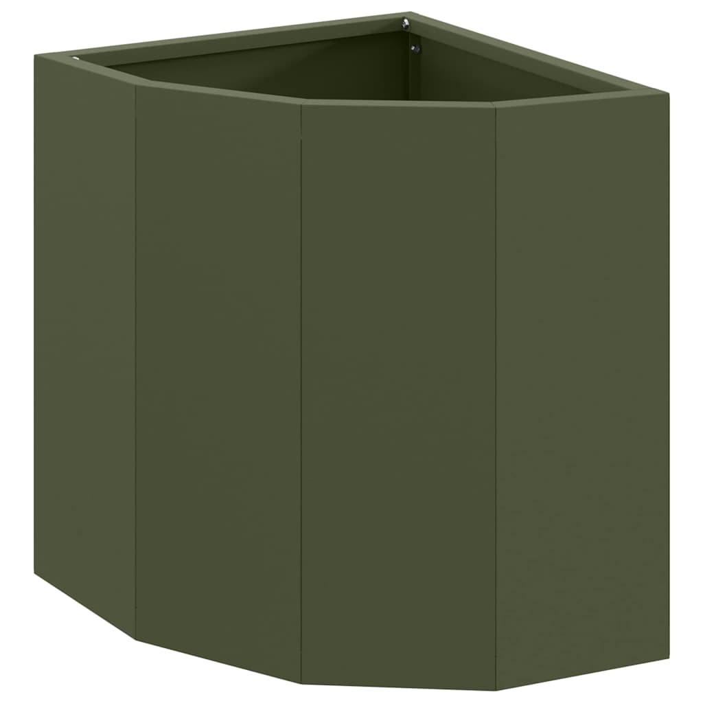 Vidaxl hoek plantbak olijfgroen 30 x 30 x 35 cm staal