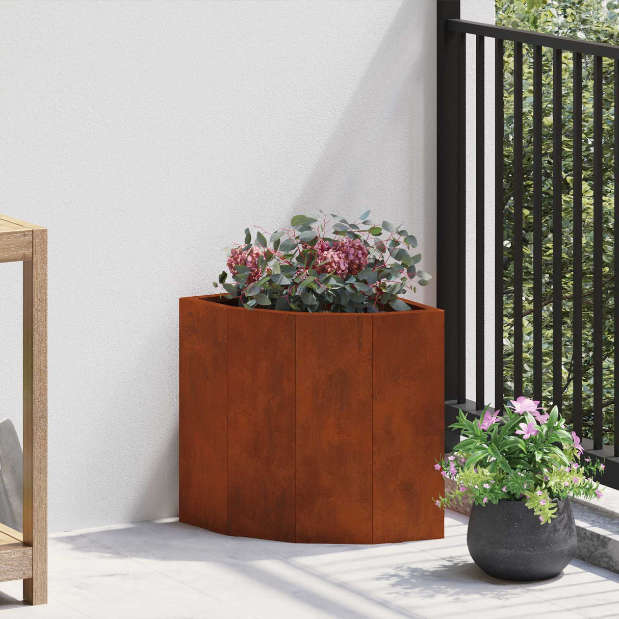 Vidaxl hoek plantbak roestig 30 x 30 x 35 cm cortenstaal