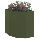 Vidaxl hoek plantbak olijfgroen 45 x 45 x 50 cm staal