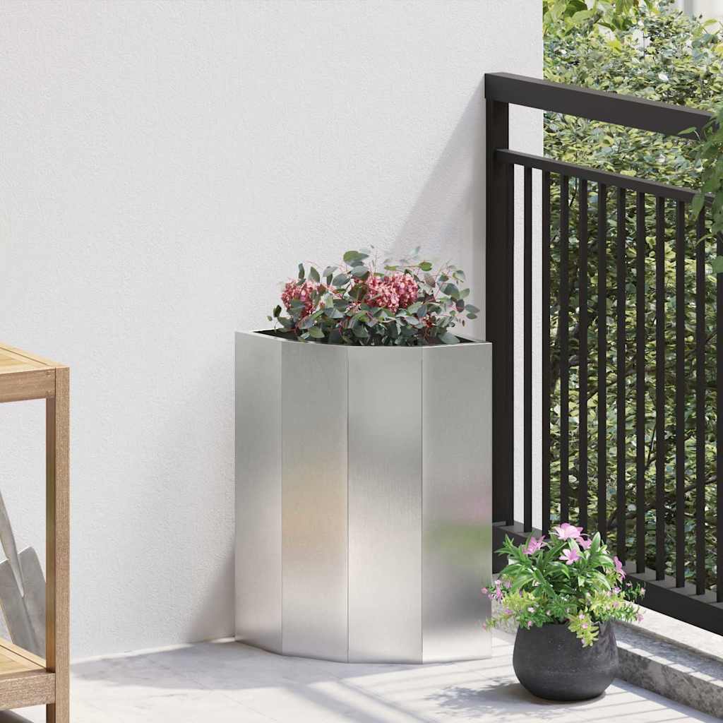 Vidaxl hoek plantbak zilver 30 x 30 x 50 cm roestvrij staal