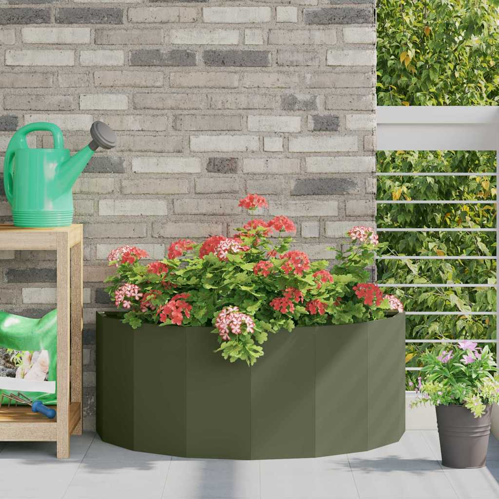 Vidaxl plantenbak olijf groen 90 x 45 x 35 cm staal