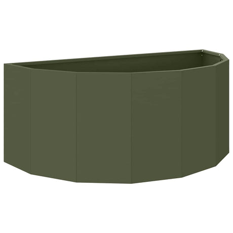 Vidaxl plantenbak olijf groen 90 x 45 x 35 cm staal