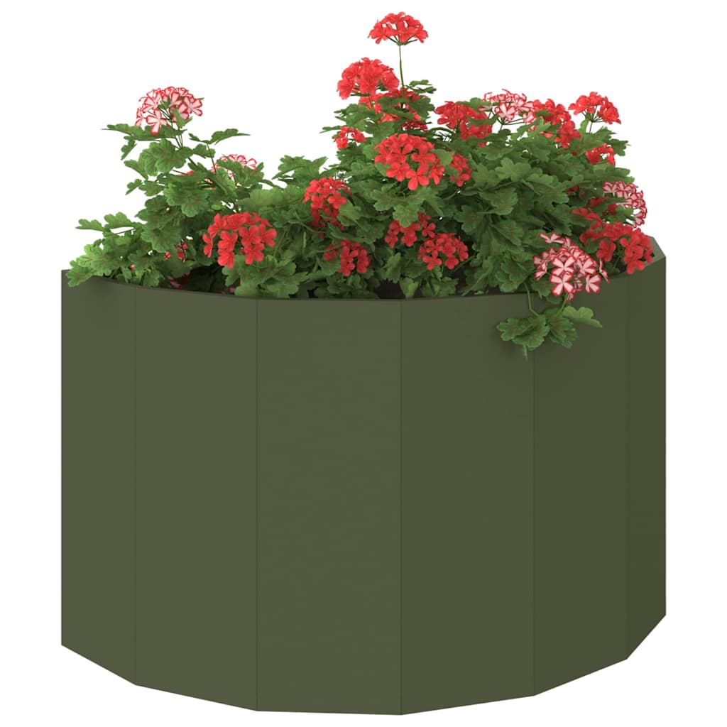 Vidaxl plantenbak olijf groen 90 x 45 x 50 cm staal