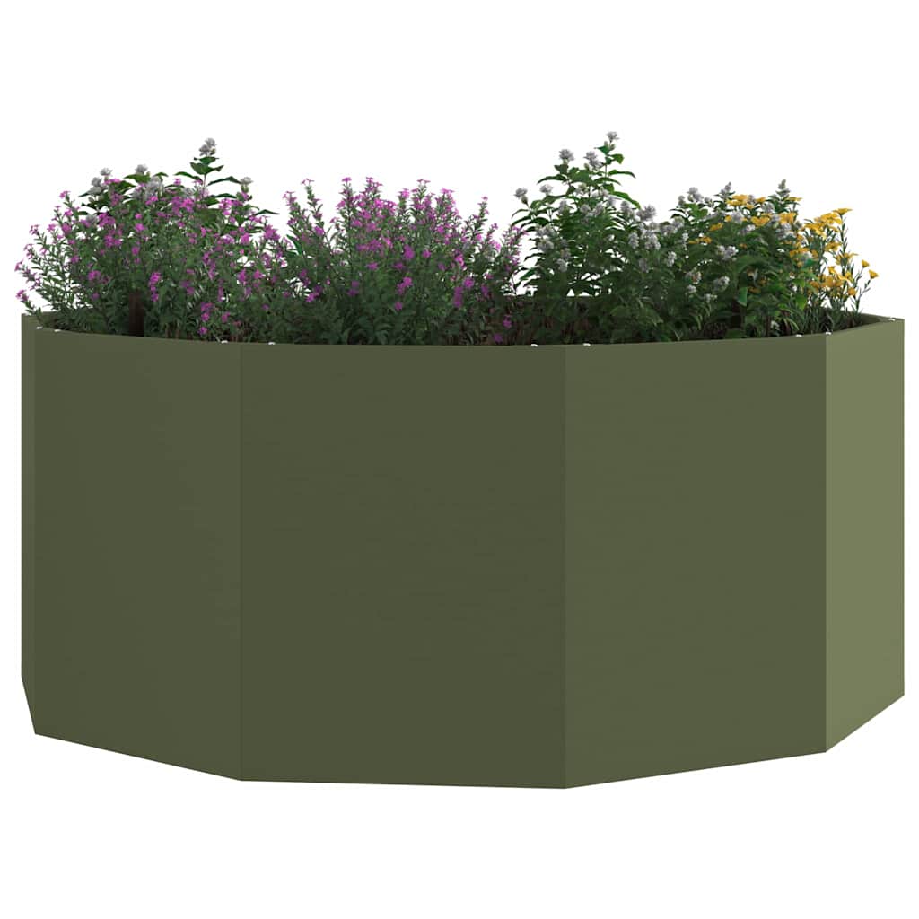 Vidaxl plantenbak olijf groen 120 x 120 x 50 cm staal