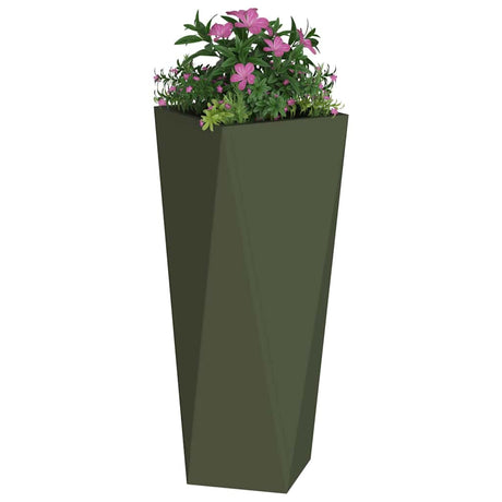 Vidaxl plantenbak olijf groen 30 x 30 x 75 cm staal