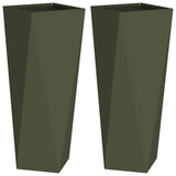Vidaxl plantenbak 2 pcs olijf groen 30 x 30 x 75 cm staal
