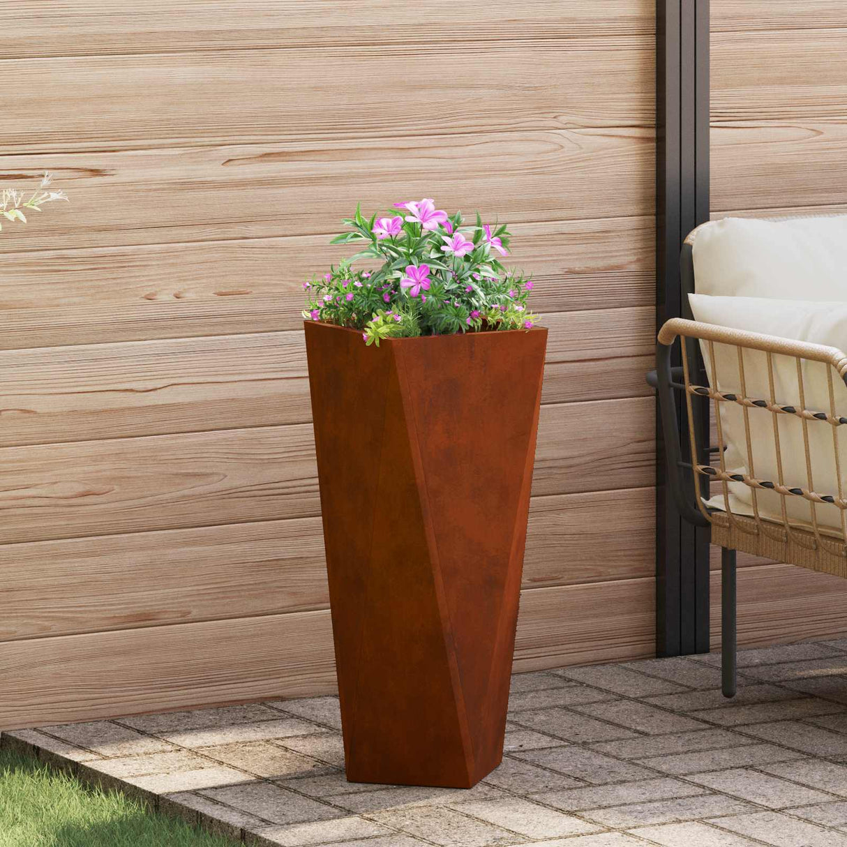 Vidaxl plantenbak roestig 30 x 30 x 75 cm cortenstaal