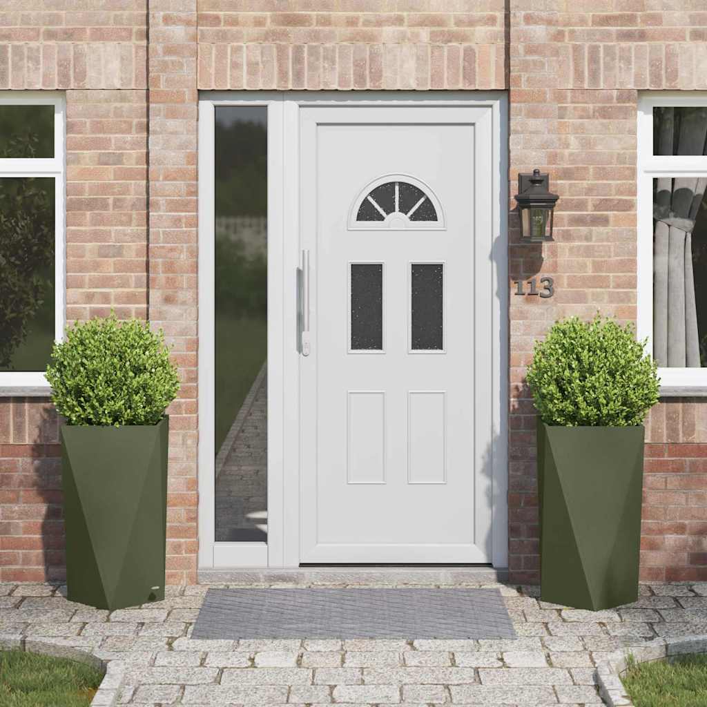 Vidaxl plantenbak 2 pcs olijf groen 40 x 40 x 75 cm staal